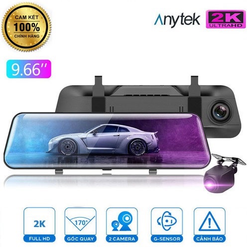 Camera hành trình ô tô Gương chiếu hậu Z8 9.66 inch Full gương video 2K sắc nét - Camera kép trước và sau