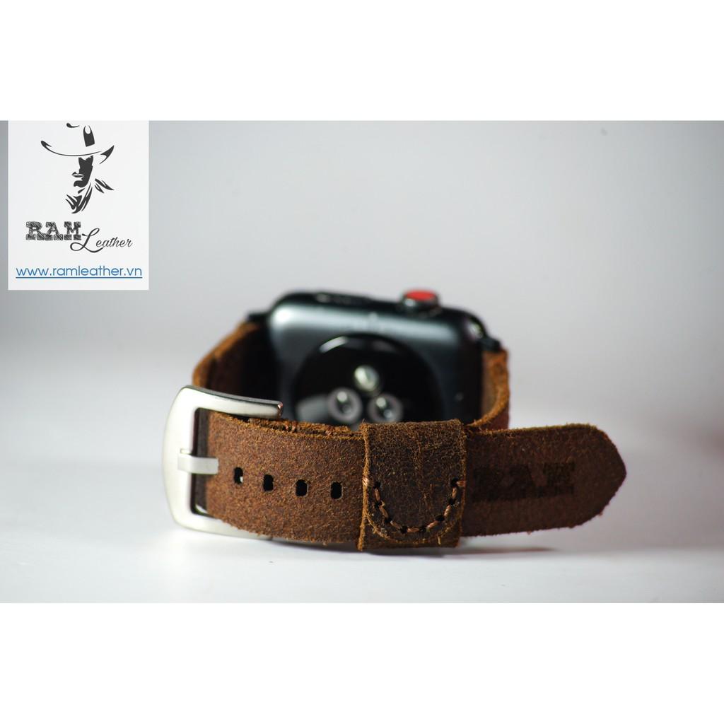DÂY ĐỒNG HỒ DA BÒ HANDMADE - RAM PILOT MÀI NHÁM