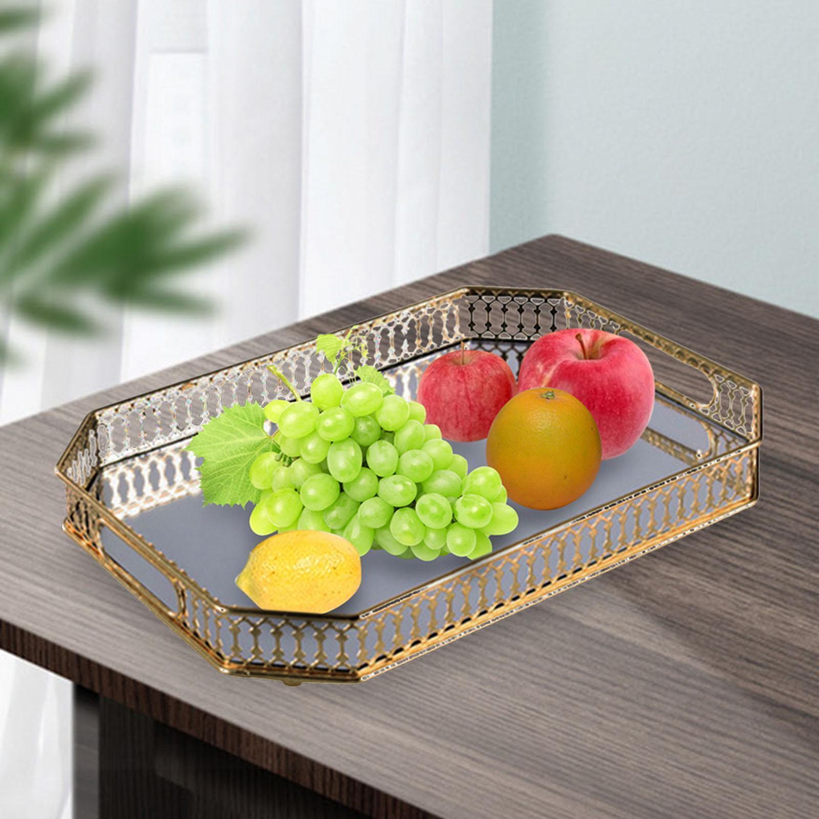 Mirror Serving Tray Fruit Plate Mirrored Tray for Vanity for Food Snack Cake