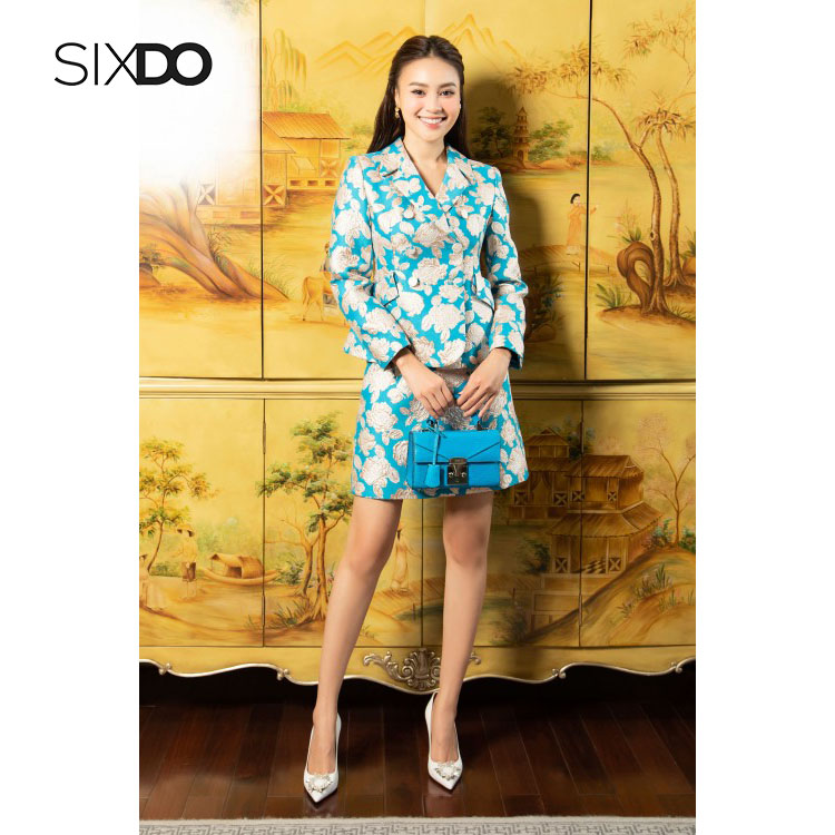 Chân váy gấm dáng A họa tiết sang trọng SIXDO