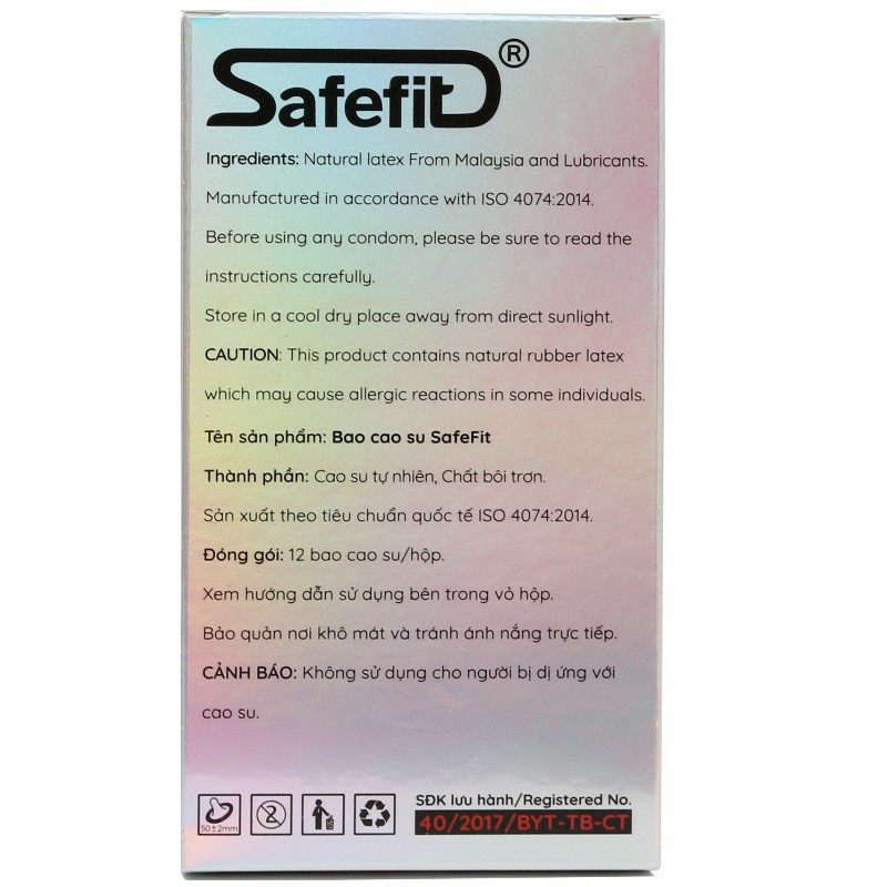 Bao cao su Siêu mỏng Safefit 003 hương Bưởi nhẹ Hộp 12 cái