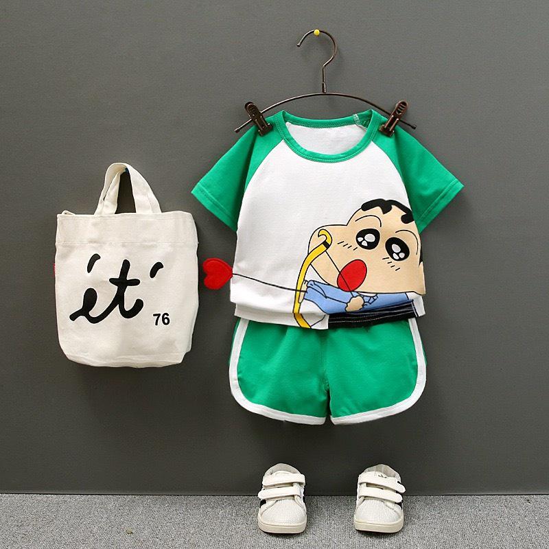 Đồ bộ quần áo cộc tay cho bé trai, bé gái in cu shin mặc cực xinh chất cotton 100% cao cấp - SUMO KIDS