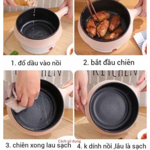 Ca Nấu Mì Kiêm Nồi Lẩu Mini 2 Tầng Chống Dính Cao Cấp, Tặng Kèm Vỉ Hấp AT0220