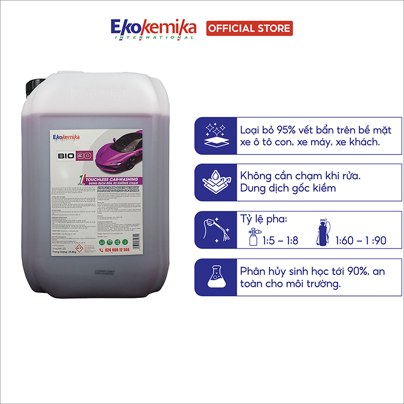 NƯỚC RỬA Ô TÔ XE MÁY KHÔNG CHẠM EKOKEMIKA BIO 30-22L