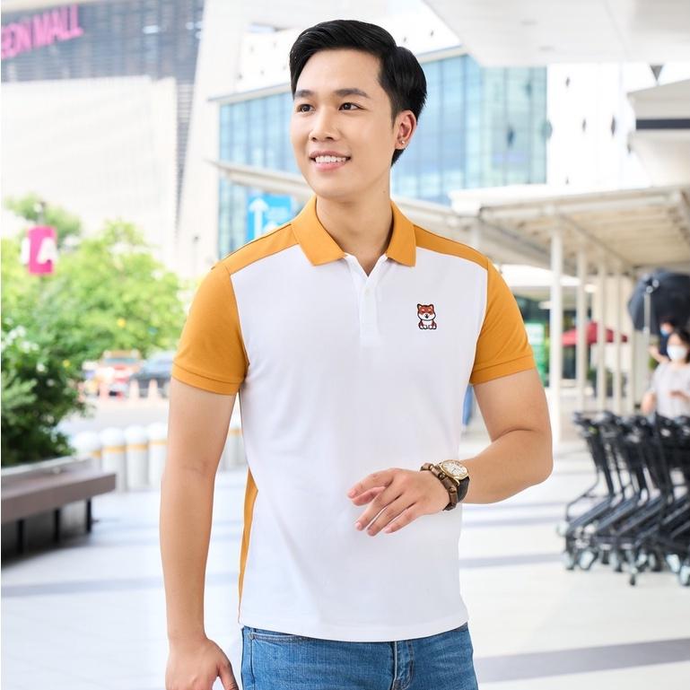 Áo polo nam cafe YODY ngực thêu chú chó đáng yêu khô nhanh chống tia UV APM5329