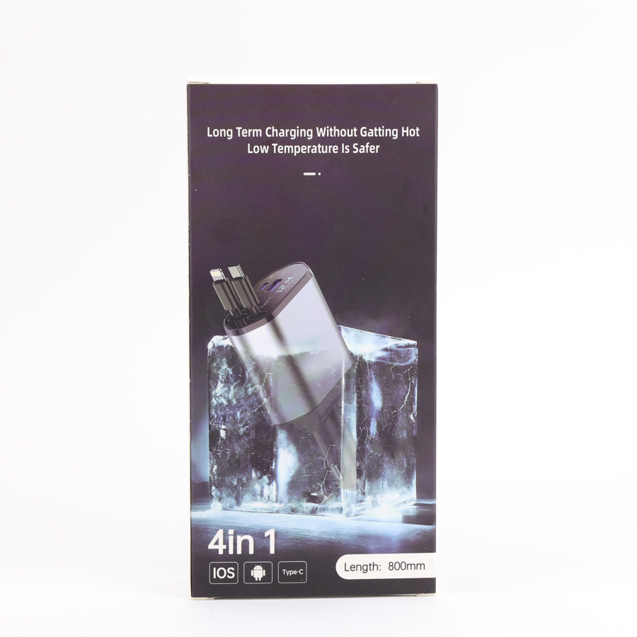 Tẩu Sạc Nhanh C1 Dây Rút Tự Động 4 in 1 USB Type-C Và Lightning Đa Năng Vỏ Hợp Kim Cao Cấp - Nhập Khẩu Chính Hãng