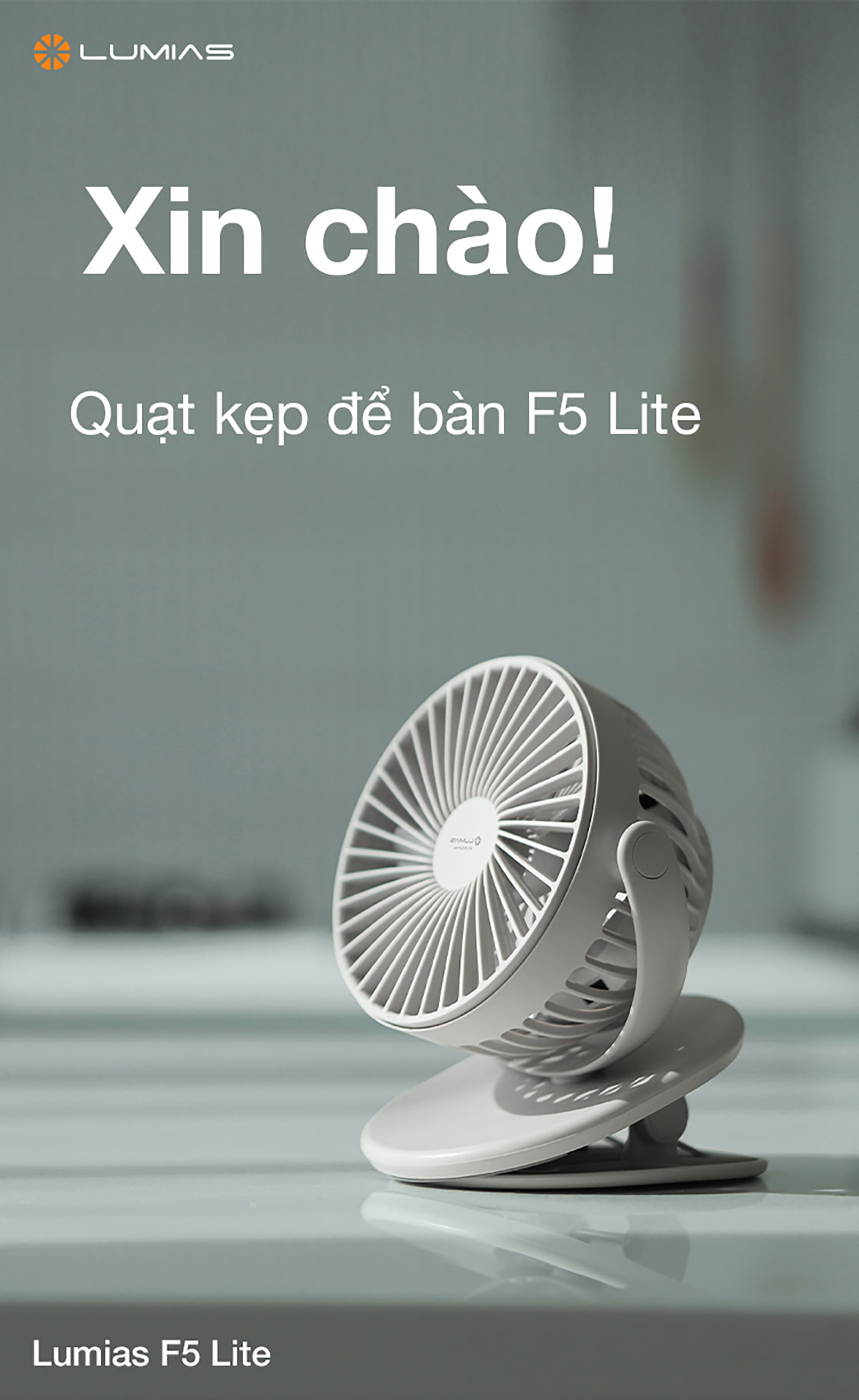 Quạt mini tích điện Lumias F5 Lite Hàng chính hãng