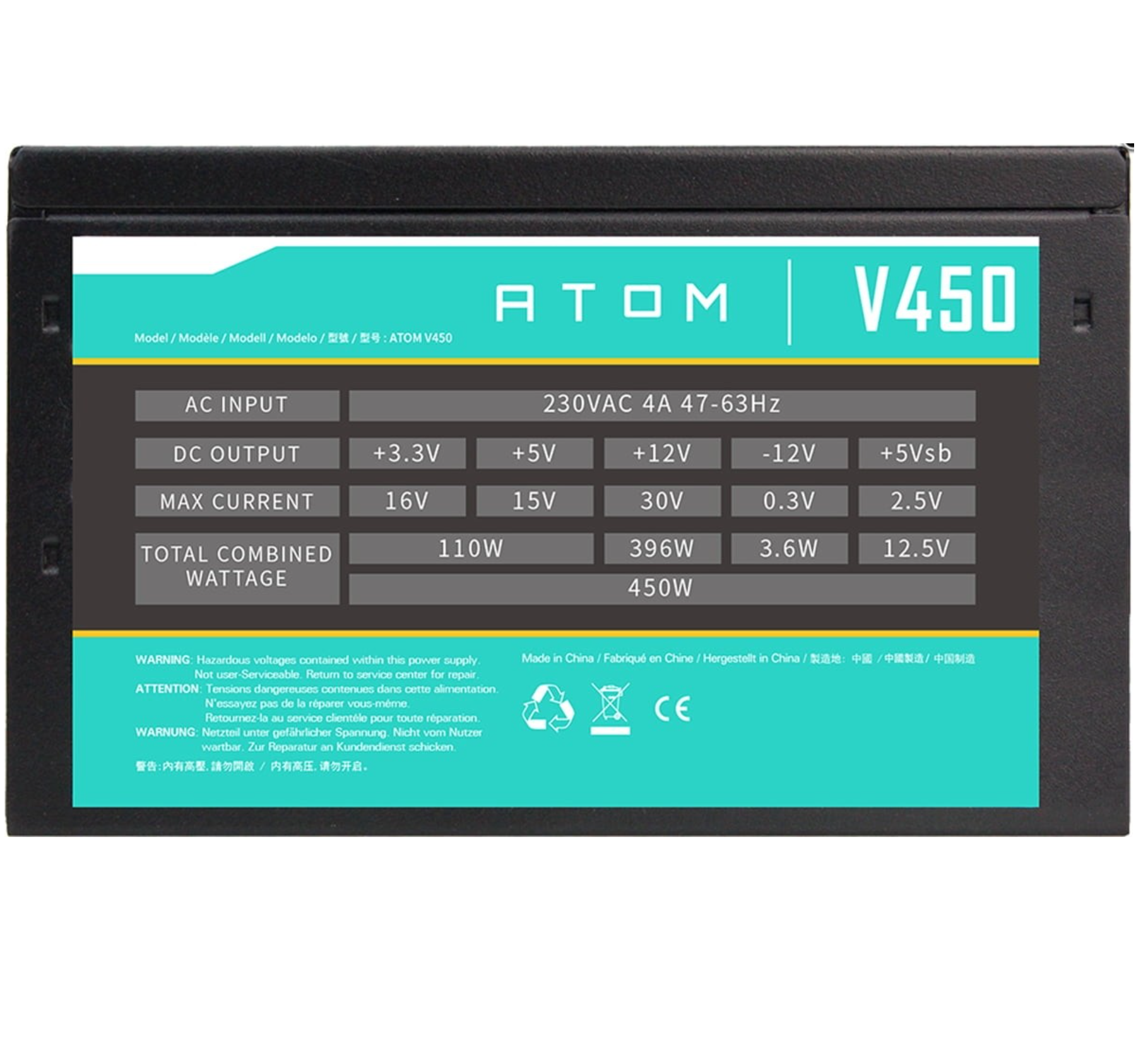 Nguồn Antec 450W Atom V450 công suất thực - Hàng chính hãng Khải Thiên phân phối