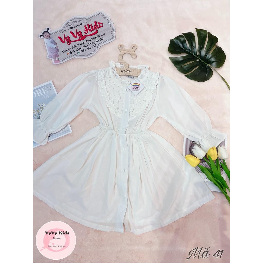 Đầm bé gái, váy bé gái tông trắng thiết kế, chất liệu mềm mại thoáng mát VyVy Kids Fashion