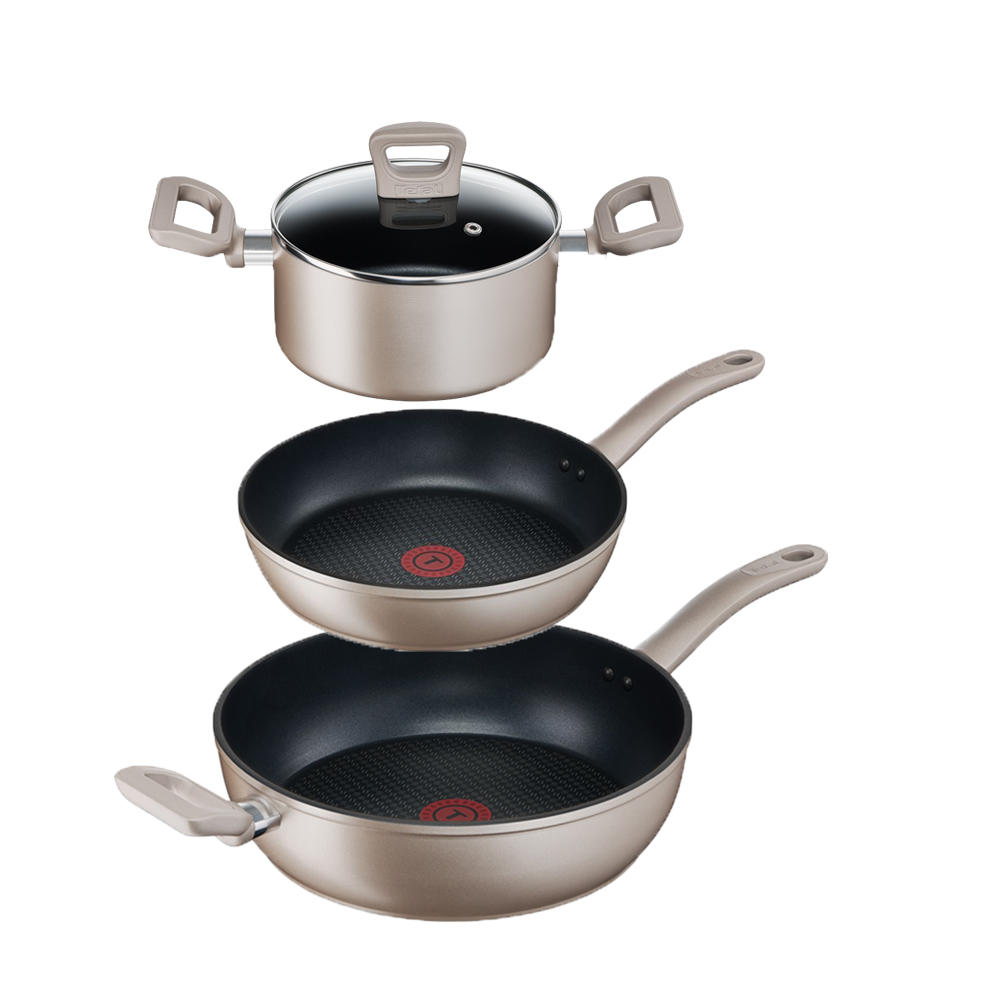 Bộ 3 nồi chảo chống dính đáy từ Tefal Sensations dùng cho mọi loại bếp (Nồi 24cm, chảo 24cm &amp; 28cm) - Hàng chính hãng