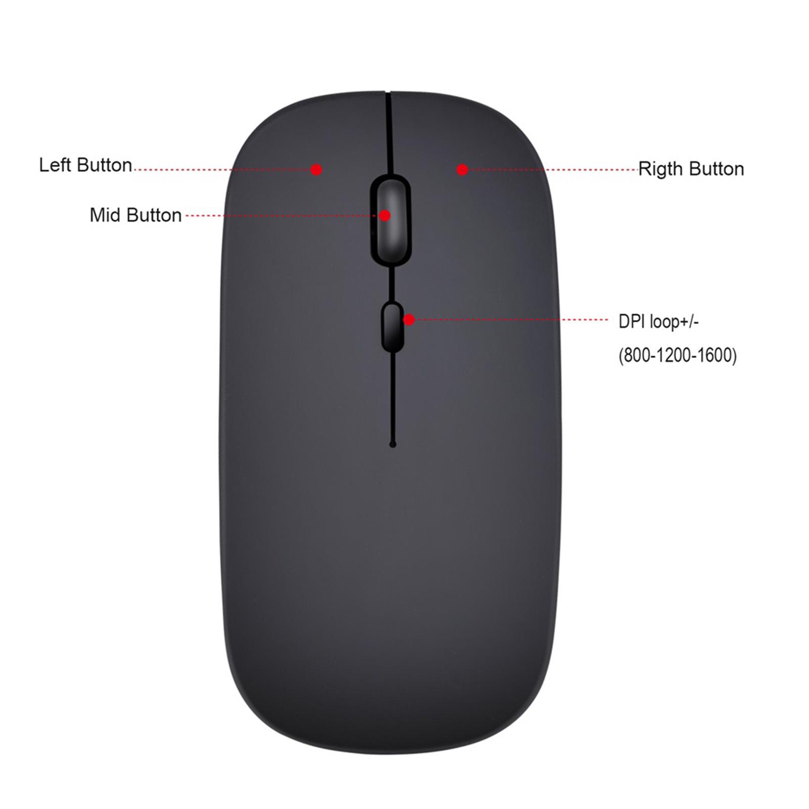 Chuột quang BT5.0 2.4G không dây chế độ kép HXSJ M90 có thể sạc lại công thái học 1600DPI