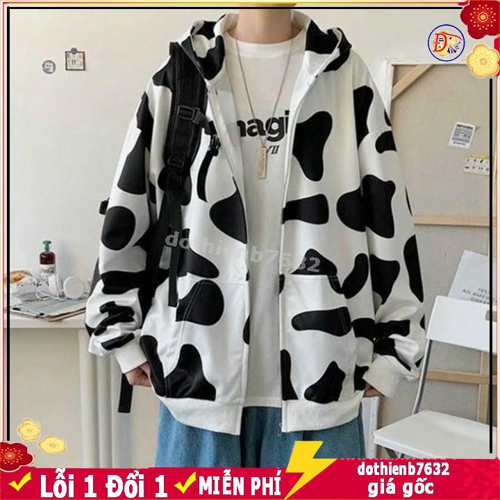 Áo khoác nỉ bò sữa Chống Nắng Áo hoodie Khóa Kéo form rộng nam nữ Unisex