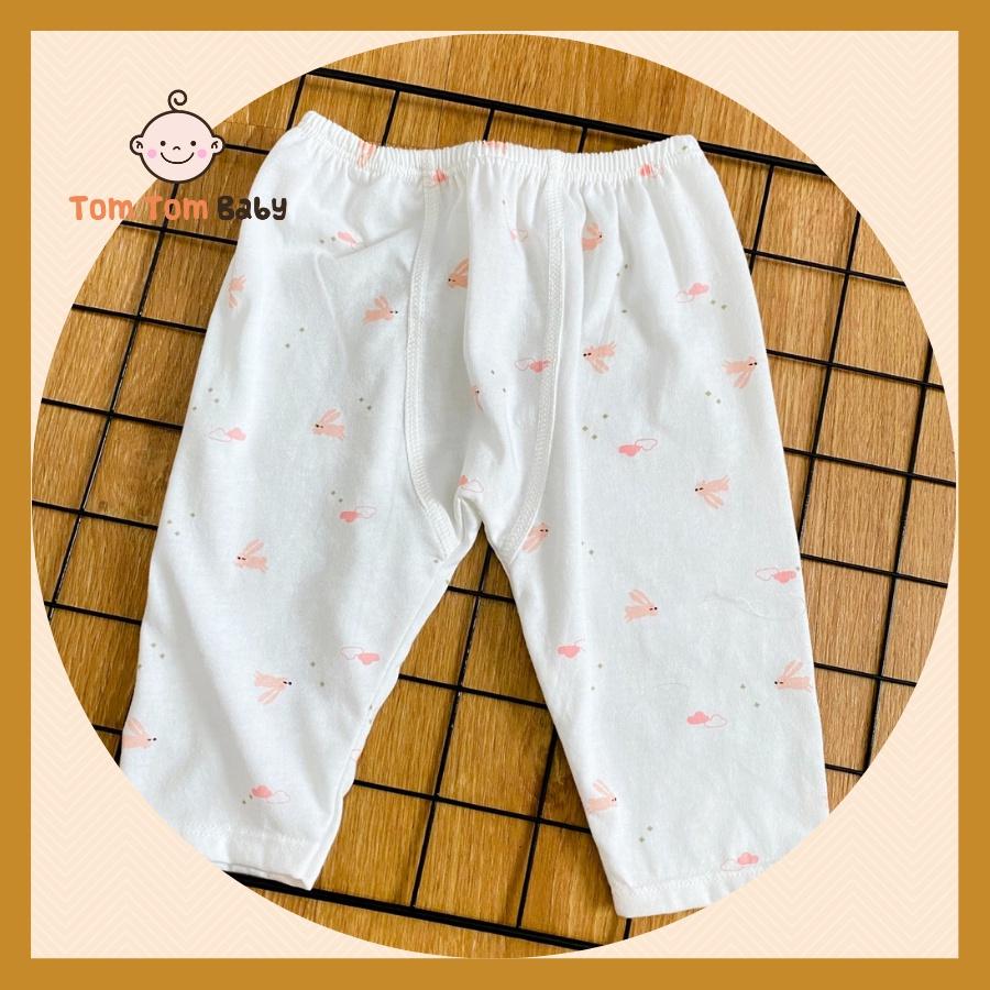 Quần sơ sinh cotton cao cấp CUNCON | Mẫu Quần Dài Họa Tiết rã đáy | Size 1,2,3 cho bé sơ sinh - 9kg