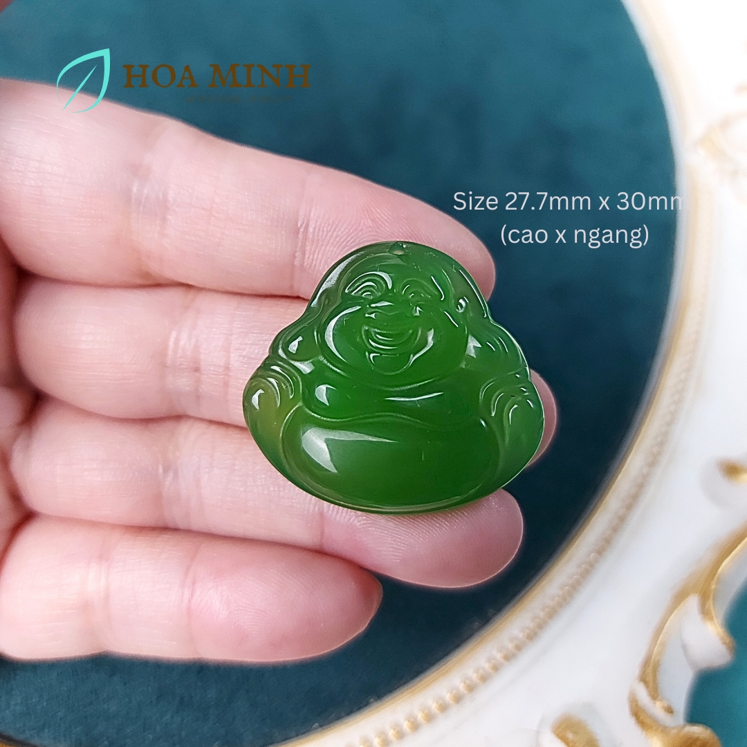 Mặt dây chuyền kiểu ngài Di Lặc đá Mã Não A size 27x30mm hoan hỉ phong thuỷ tài lộc