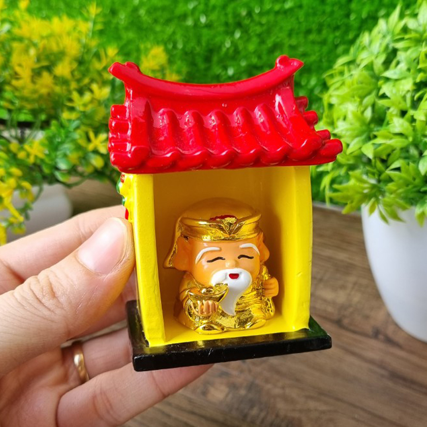 Miếu Thần Tài mini (gồm miếu + tượng Thần Tài)