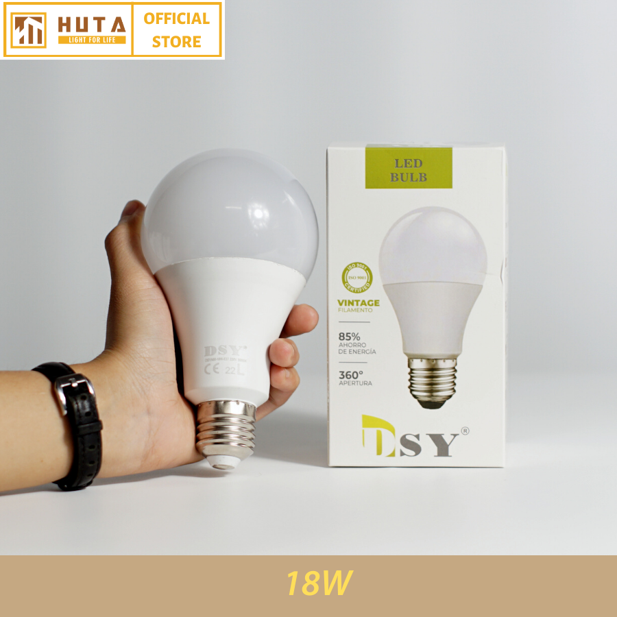 Combo Bóng Đèn Led Bulb HUTA 18w Đuôi E27, Tiết Kiệm Điện, Chống Nước, Ánh Sáng Trắng/Vàng, Trang Trí Quán Cà Phê, Nhà Hàng