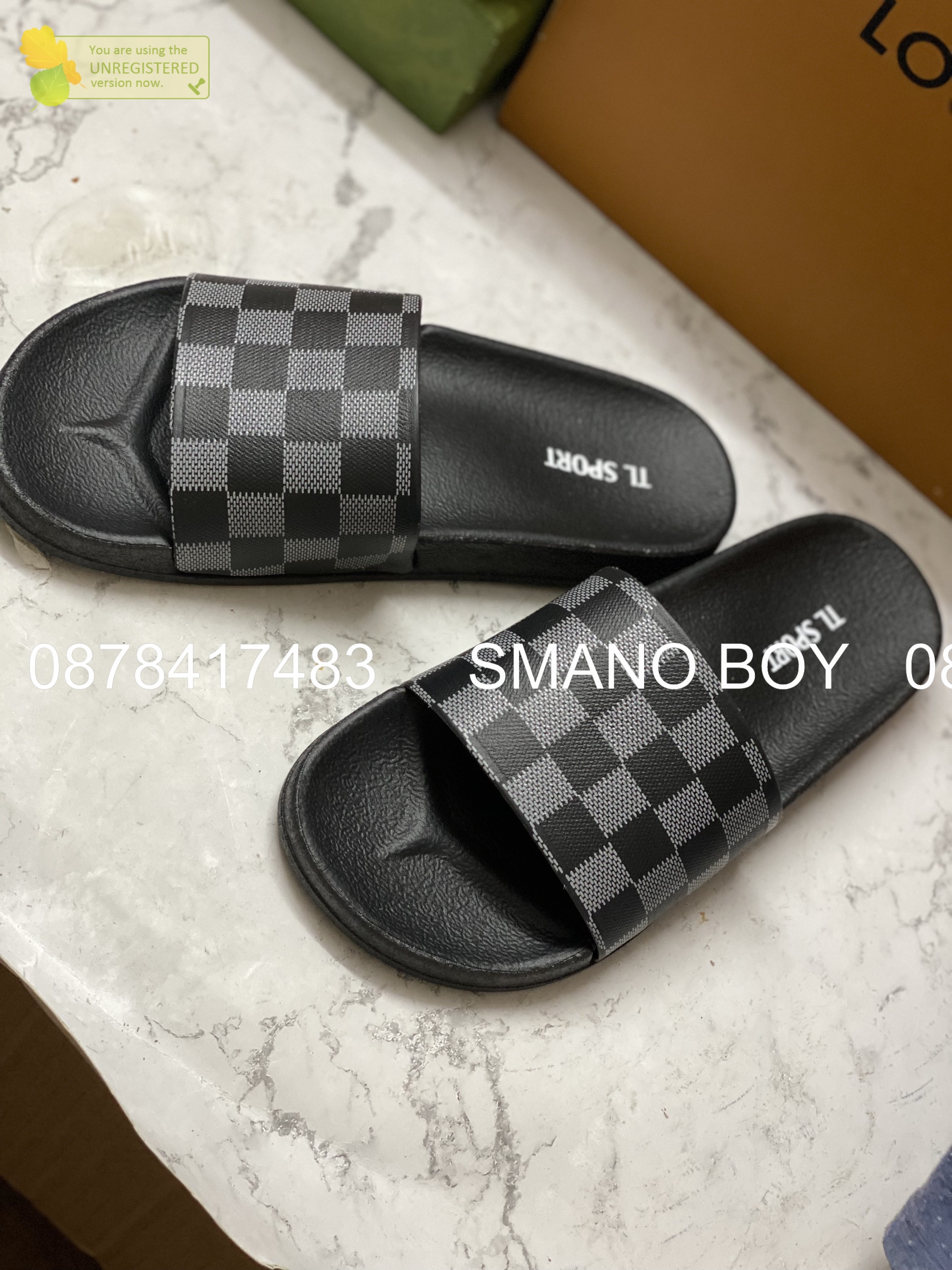 DÉP QUAI NGANG NAM NỮ UNISEX CARO ĐEN CARO NÂU SMANO HOẢ TỐC