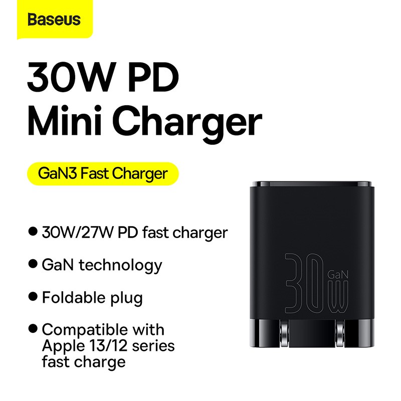 Củ sạc nhanh 30W Type-C Baseus GaN3 Fast Charger- hàng chính hãng