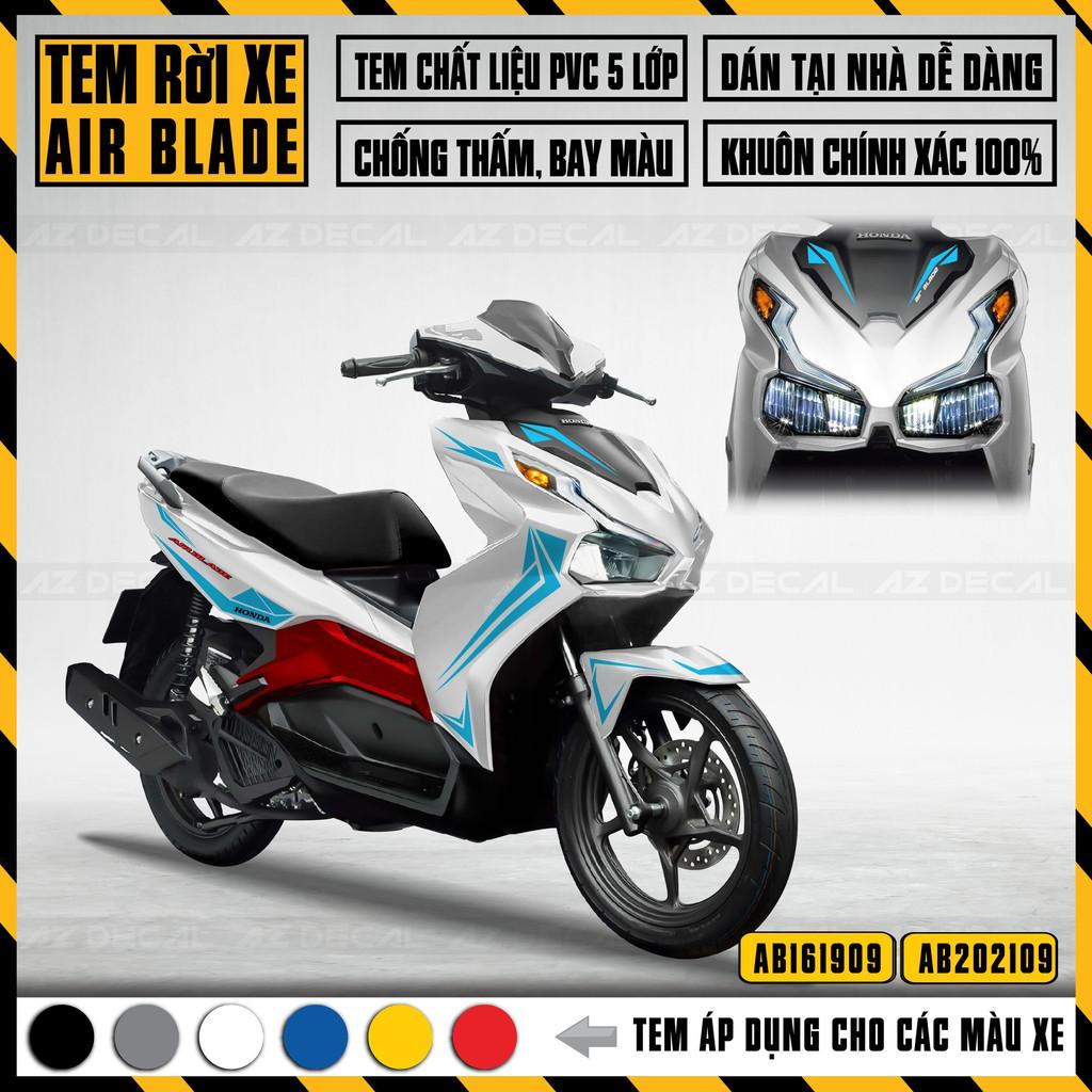 Tem Chỉ Xe Airblade 2016 - 2021 | AB09 | Decal Dán Xe AB Cắt Khuôn Sẵn, Chống Nước, Chống Phai Màu - Xanh,2020- 2021
