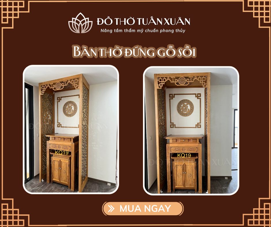 Bàn thờ gỗ sồi chung cư rẻ bền đẹp không mối mọt chuẩn phong thủy