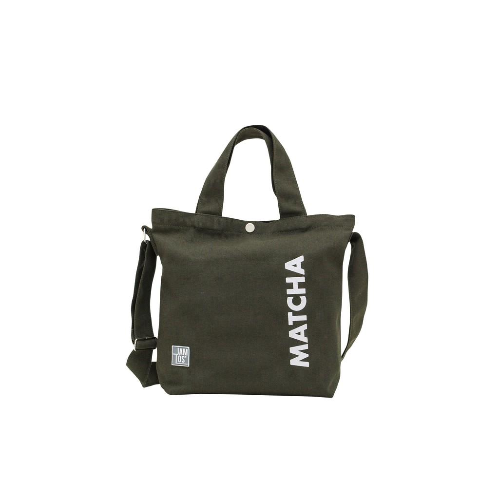 Túi đeo chéo vải canvas in chữ Cross A Drink JAMLOS – Rêu Dark green