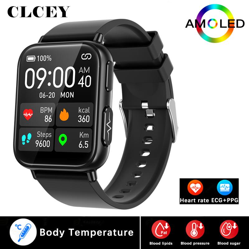 2023 MỚI GLOED GLUCOSE MONITER Sức khỏe Đồng hồ thông minh Đàn ông ECG PPG Đo huyết áp