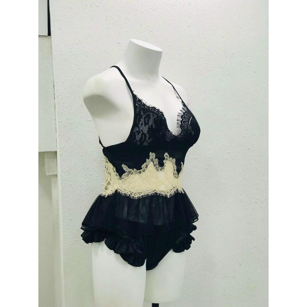 Set bộ ngủ lụa phối ren cao cấp mềm mịn, bộ đồ ngủ lụa sexy quyến rũ