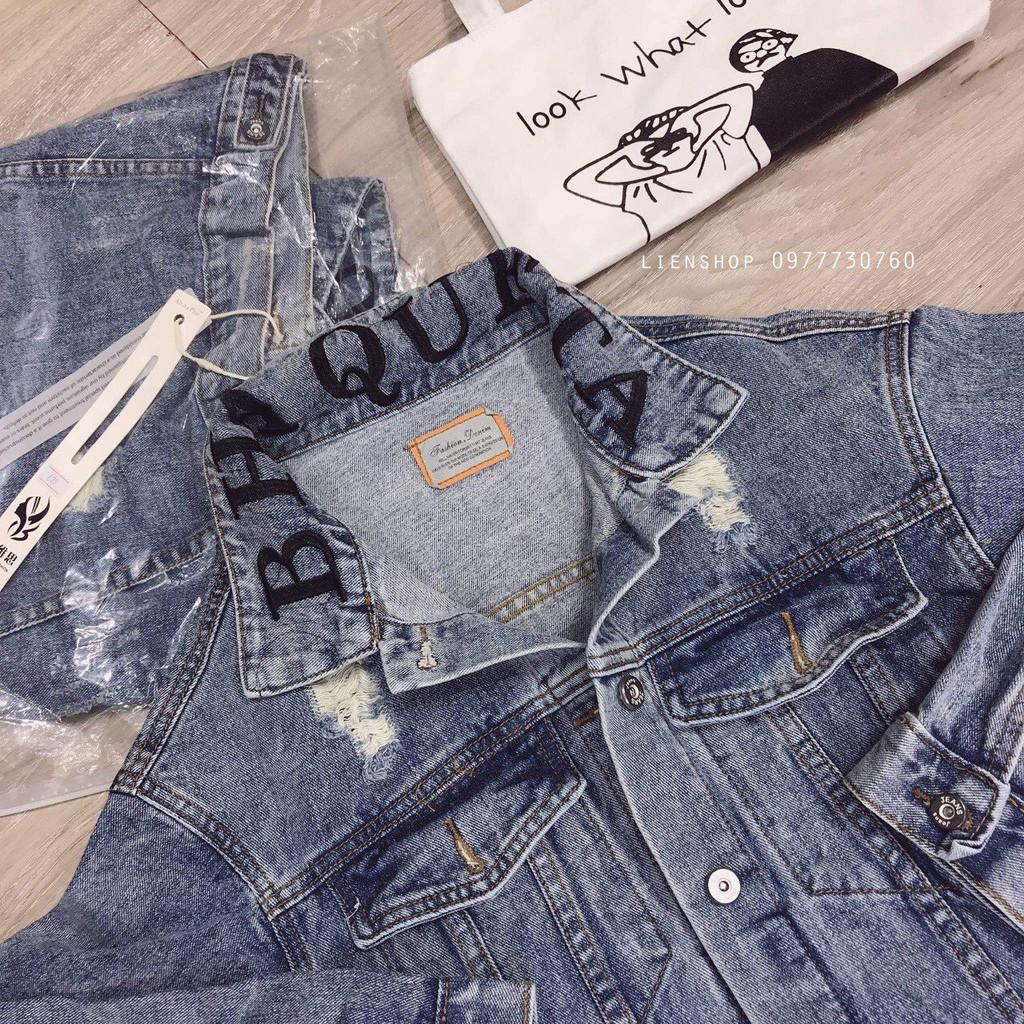 Áo khoác Jeans thêu chữ cổ siêu chất