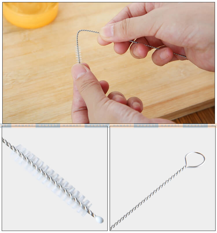 Que Cọ Ống Hút Vòi Bình Sữa Cho Bé INOX Cọ Rửa Vệ Sinh Ấm Trà Núm Ti Trẻ Em Tiện Lợi