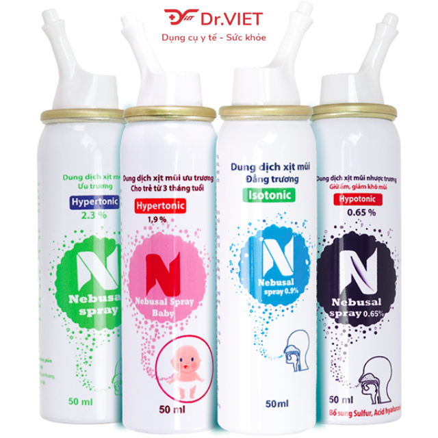 Nebusal spray Baby 1,9% - Dung dịch nước muối biển 1,9% làm sạch mũi, Nghẹt mũi, Sung huyết mũi cho trẻ em từ 3 tháng tuổi