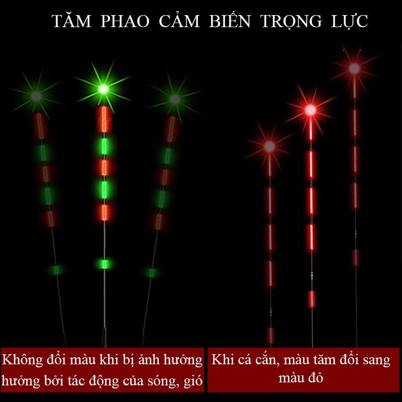 Ngọn Phao Đèn Săn Hàng Câu Đài Ngày Đêm Cảm Biến Trọng Lực, Đổi Màu Khi Cá Cắn Siêu Nhạy Đồ Câu Chương Văn