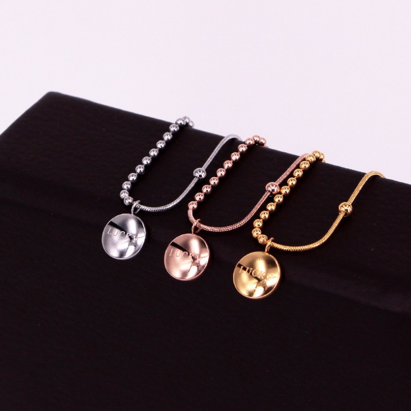 Dây Chuyền Nữ Mặt Tròn Lucky Titan Ko Đen TT 3024