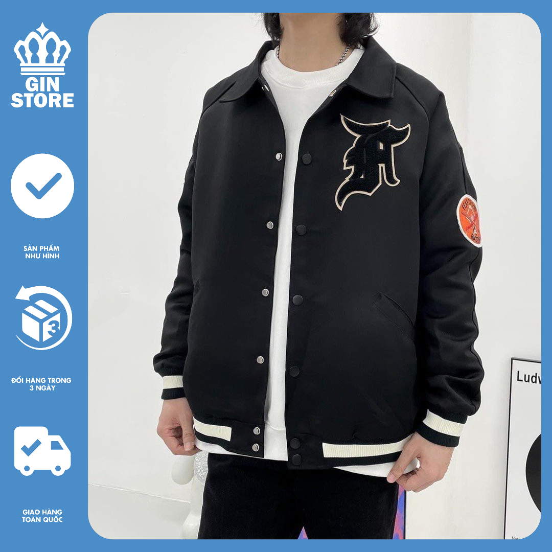 Áo khoác bomber Essential Manuel nam nữ chất dù oversize form rộng bóng chày unisex - Gin Store