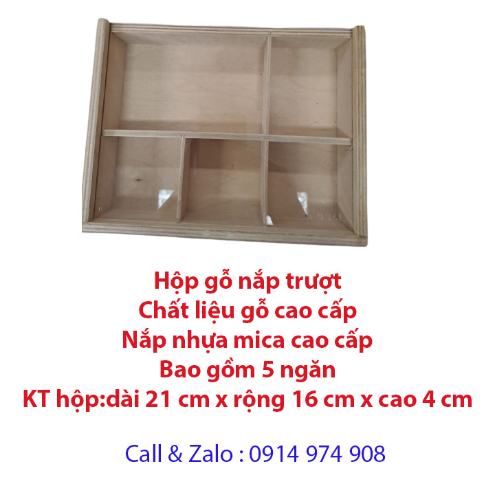 Hộp gỗ/Hộp gỗ đựng quà/Hộp gỗ đựng đồ .Nắp trượt bằng mica cao cấp.