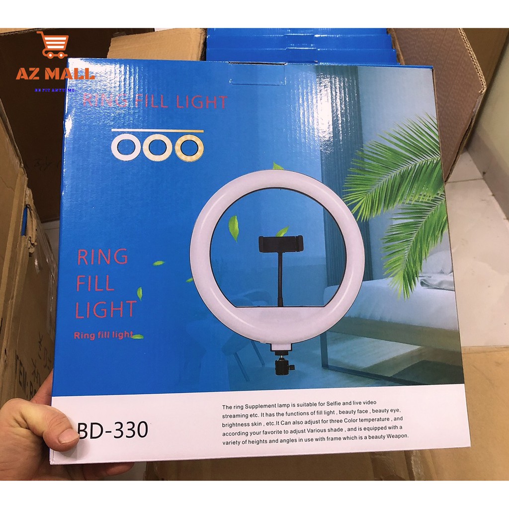 Đèn led Livestream 33cm 13 INCH BD-330 Ring Light + Tripod+ Đầu kẹp - 3 CHẾ ĐỘ MÀU