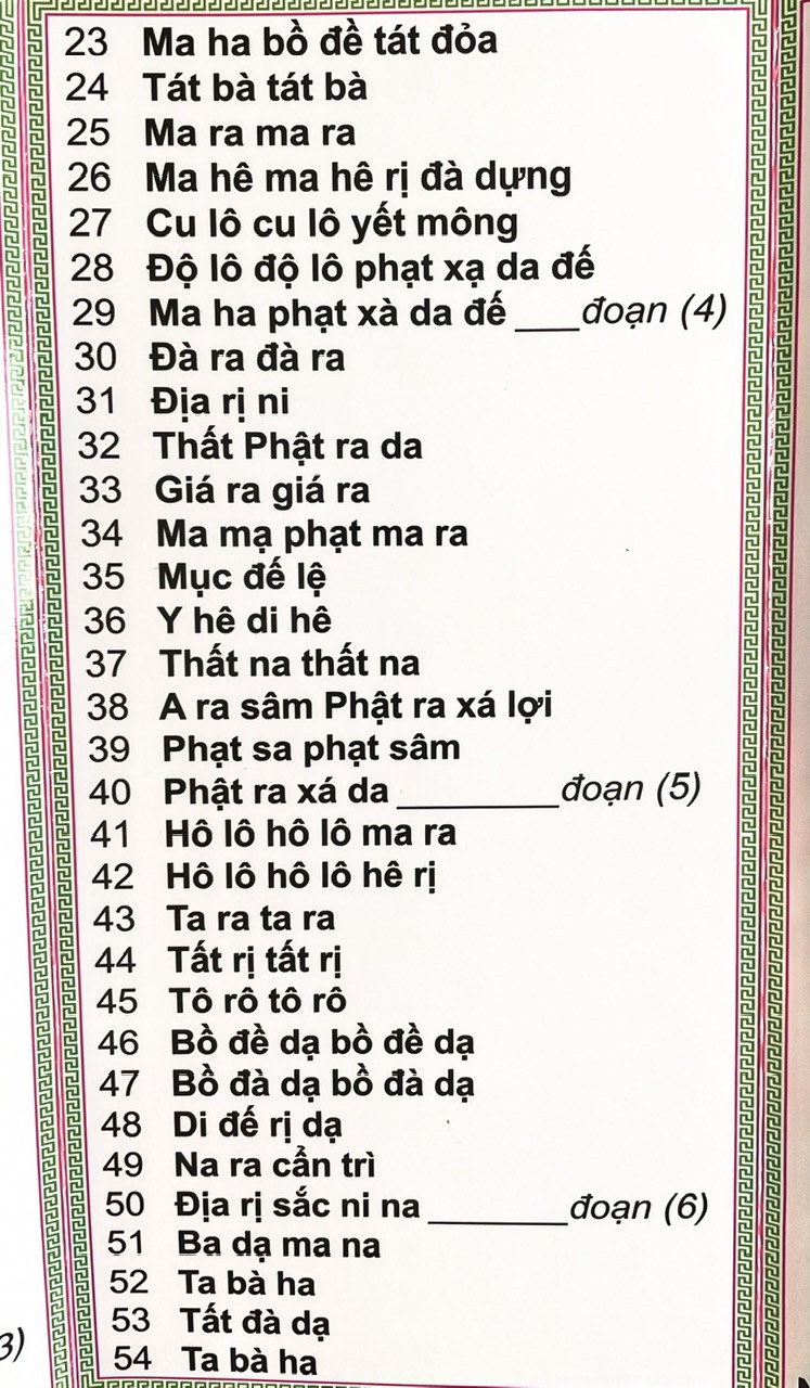 Tờ Chú Đại Bi A4