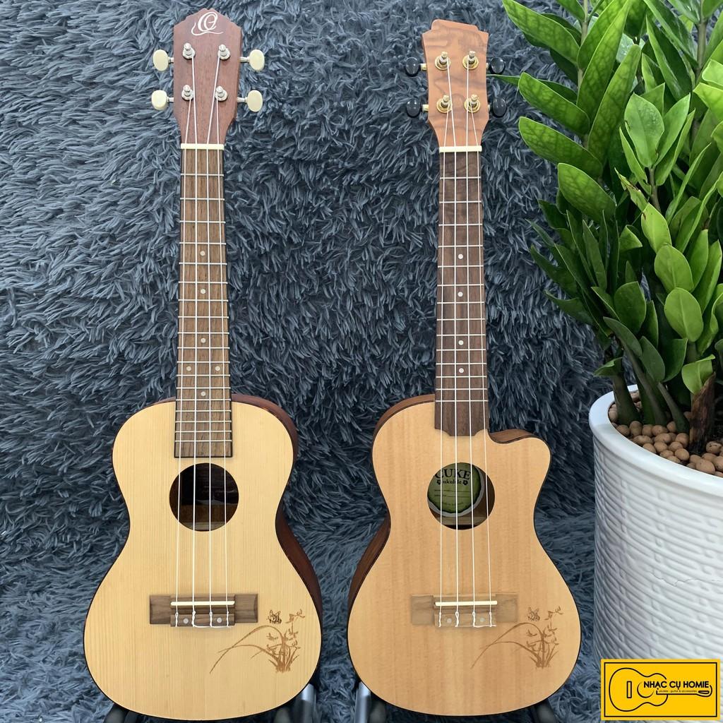 ĐÀN UKULELE CONCERT HOA KHUYẾT 23INCH KHÓA GOLD