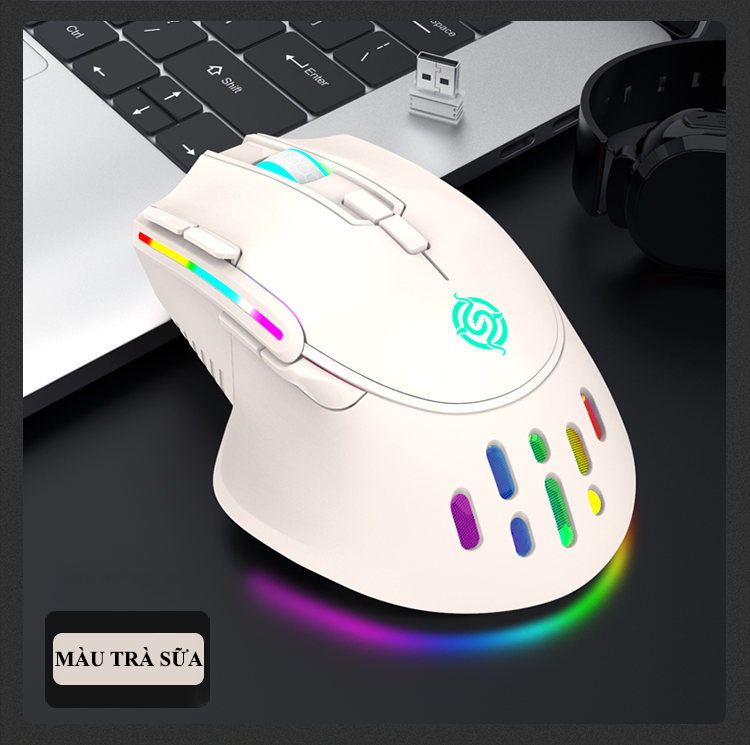 Chuột không dây K-snake BM-520 kết nối bằng chip USB 2.4GHz có đèn led RGB nhiều chế độ màu và độ DPI lên đến 3200DPI - Hàng Chính Hãng