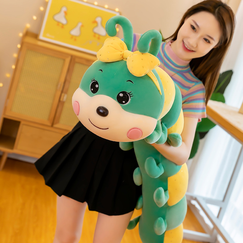 Gấu Bông Con Sâu Đeo Nơ Siêu Mềm Siêu Xinh Vải Miniso Siêu Mềm Mịn Cao Cấp - Gối Ôm Con Sâu Đeo Nơ Dễ Thương Cho Bé