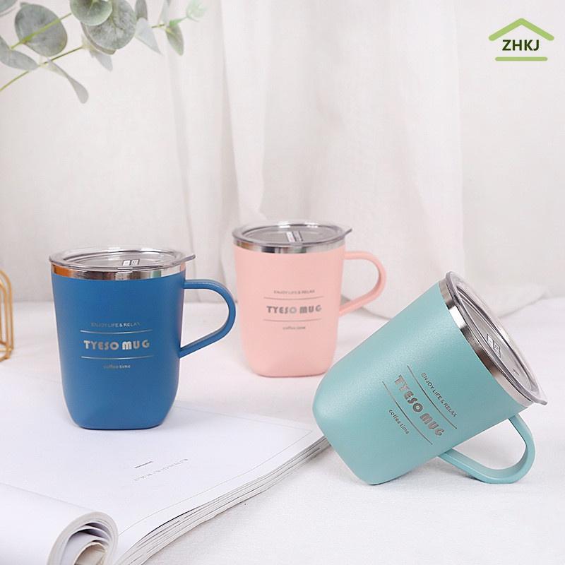 Cốc Đựng Nước Giữ Nhiệt Bằng Thép Không Gỉ 304 4 Màu Sắc Có Tay Cầm 260ML 300ML