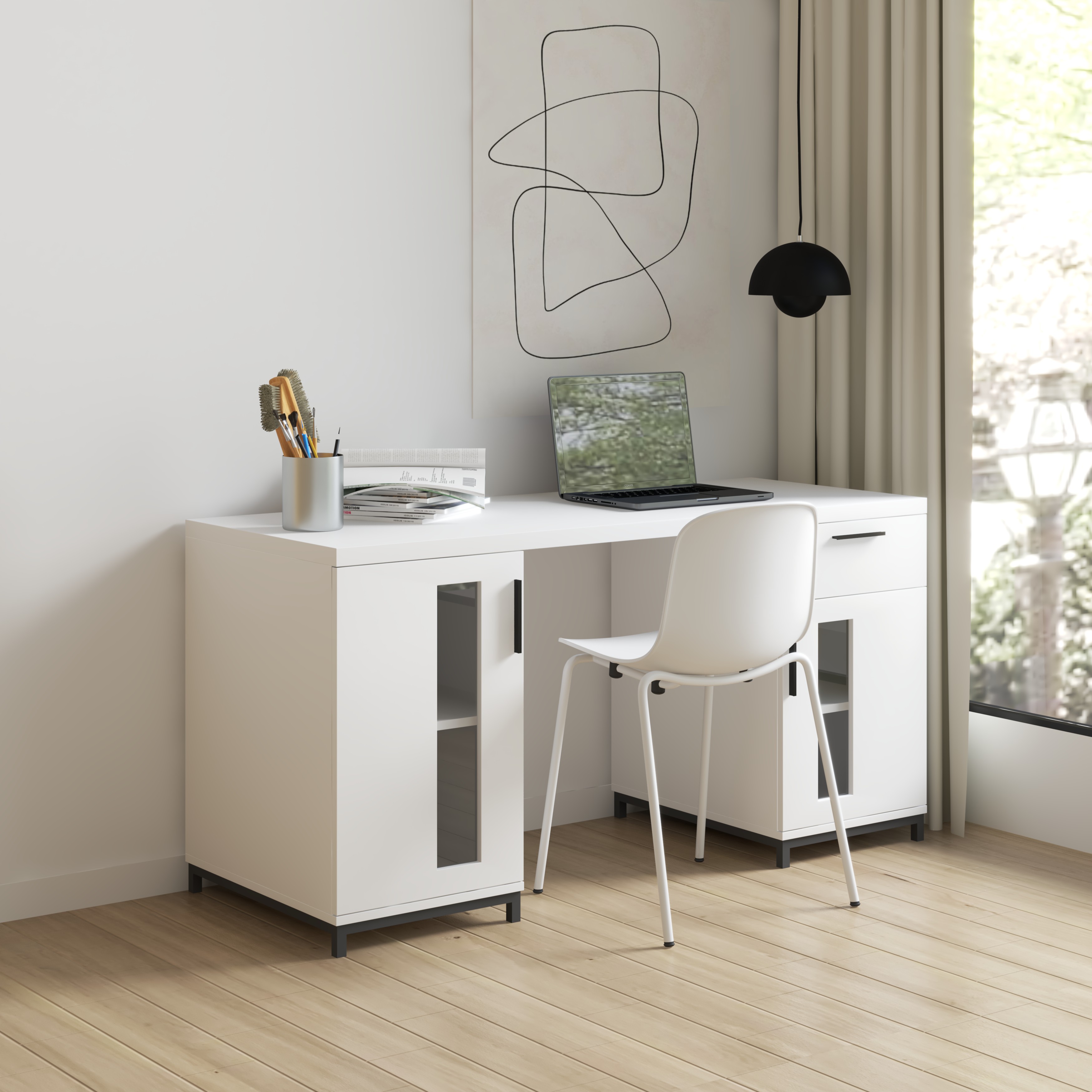 [Happy Home Furniture] LOUIS , Bàn làm việc - chân sắt , 150cm x 60cm x 75cm ( DxRxC), BAN_034