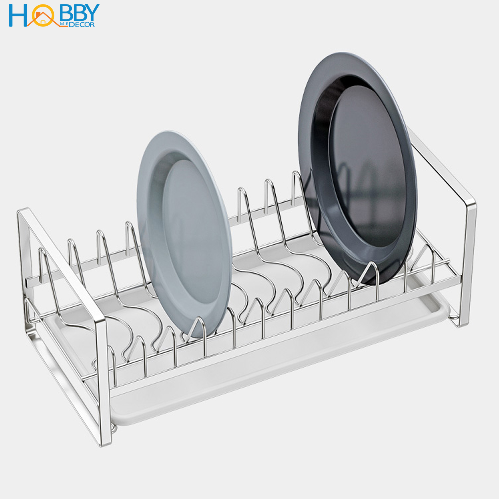 Kệ đựng đĩa nhà bếp 12 ngăn HOBBY Home Decor KUDN12 - chuẩn inox 304 và kèm khay nhựa hứng nước