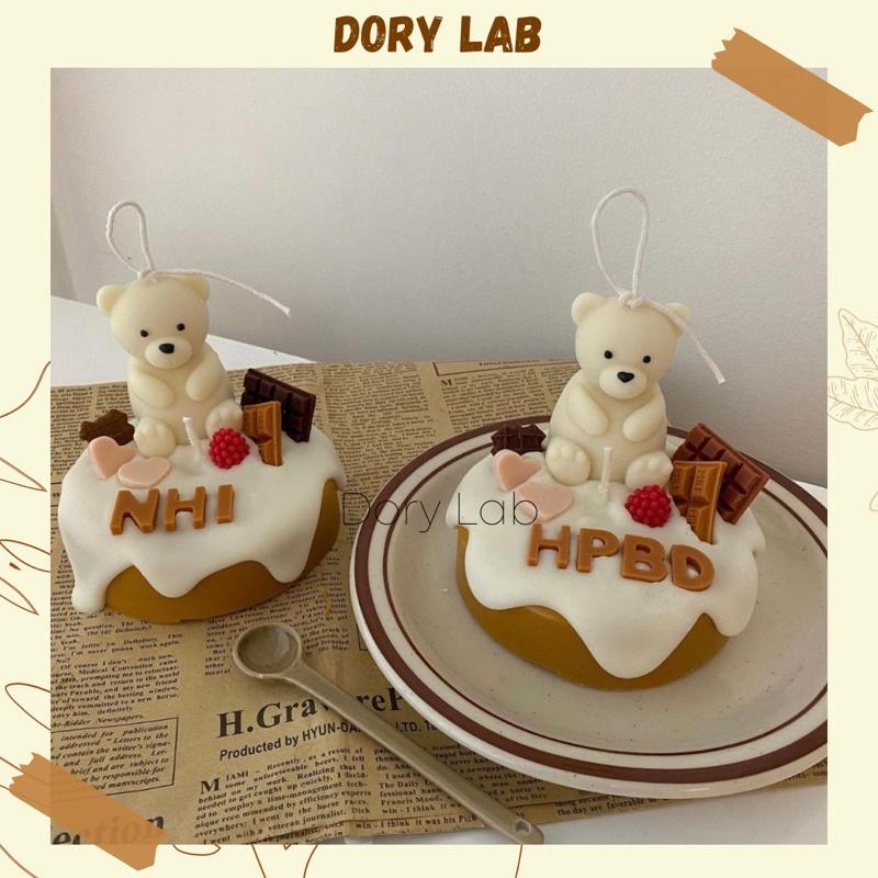 Nến Thơm Bánh Kem Sinh Nhật Chú Gấu Thiết Kế Chữ Theo Yêu Cầu, Quà Tặng Ý Nghĩa - Dory Lab