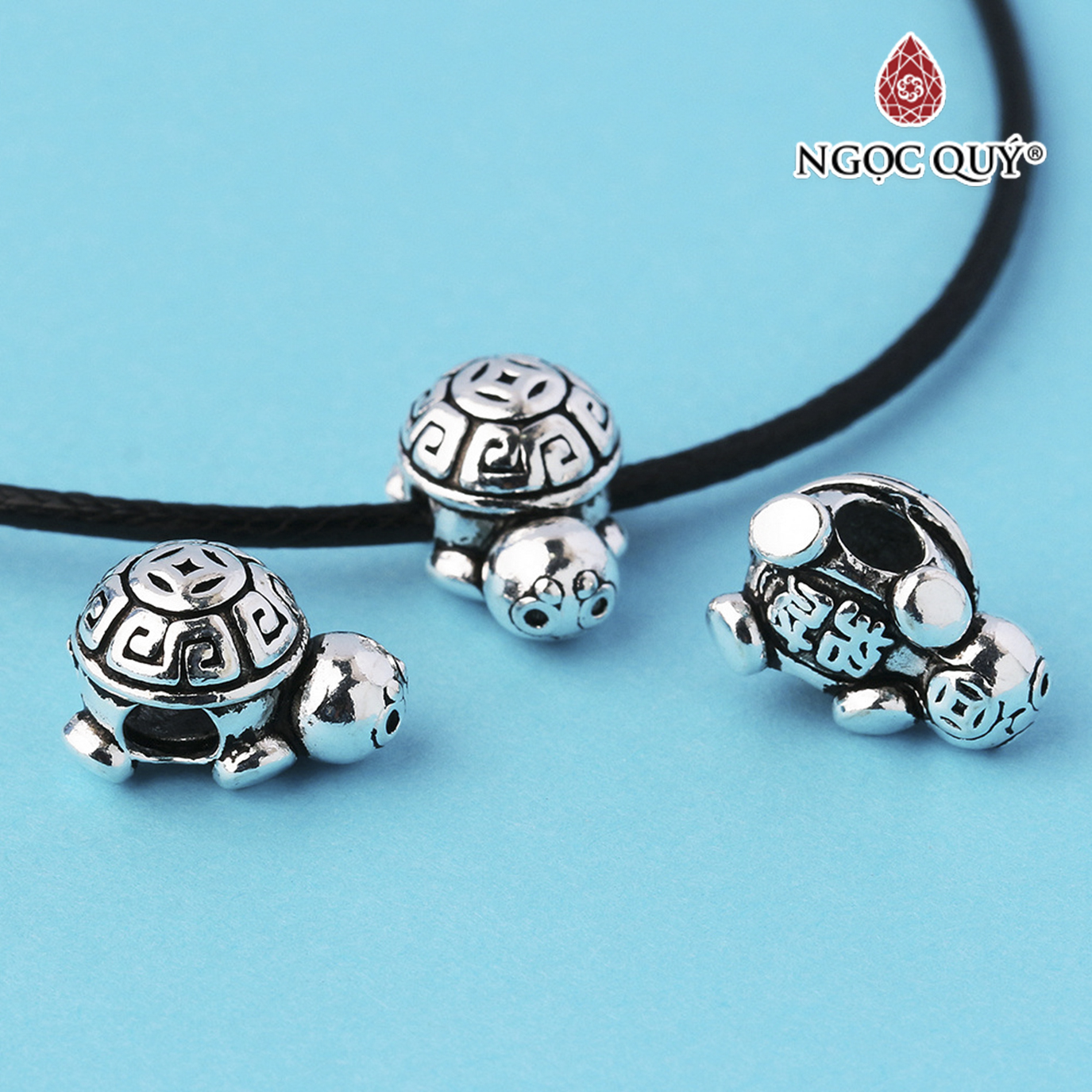 Hình ảnh Charm bạc xỏ ngang hình con rùa - Ngọc Quý Gemstones