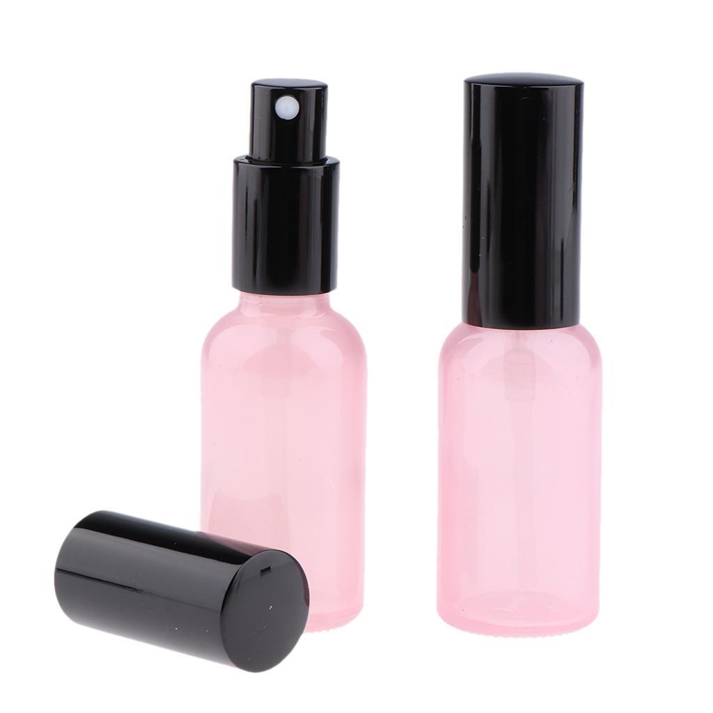 4pcs Pink Empty Glass Pump Spray Bottle Cosmetic Sprayer Container Dispenser