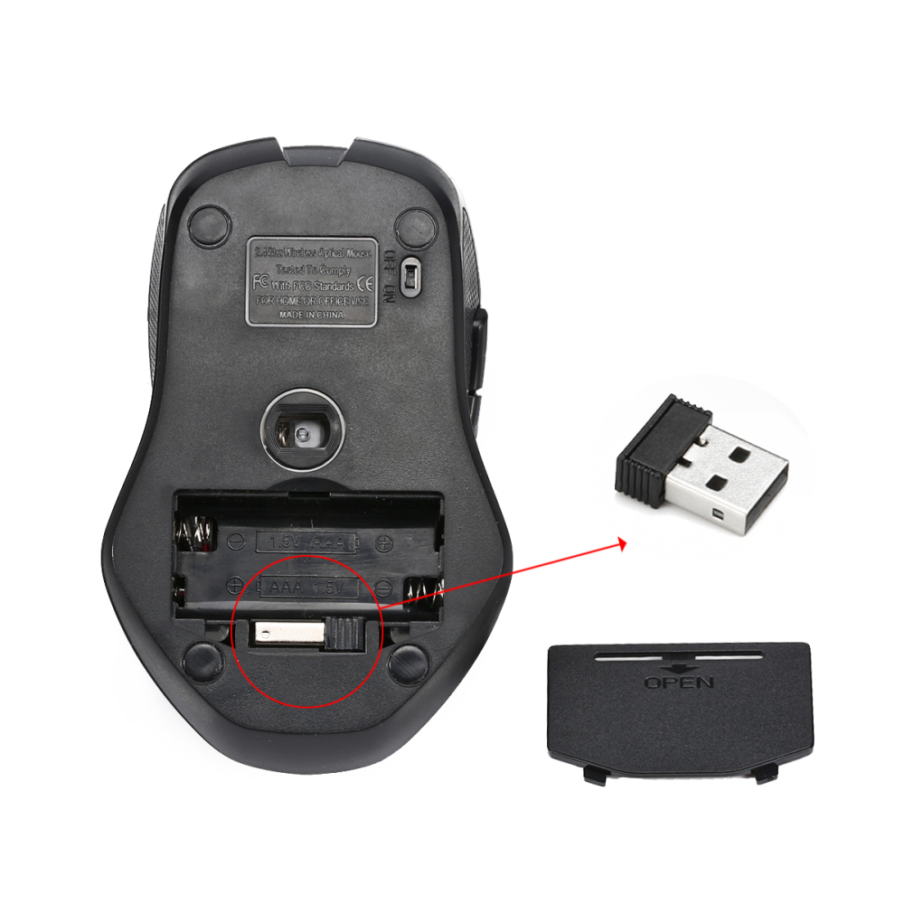 Chuột Quang 2400DPI / CPI 6d Không Dây 2.4GHz Bộ Thu USB Cho Mac PC Máy Tính Xách Tay Văn Phòng Tại Nhà