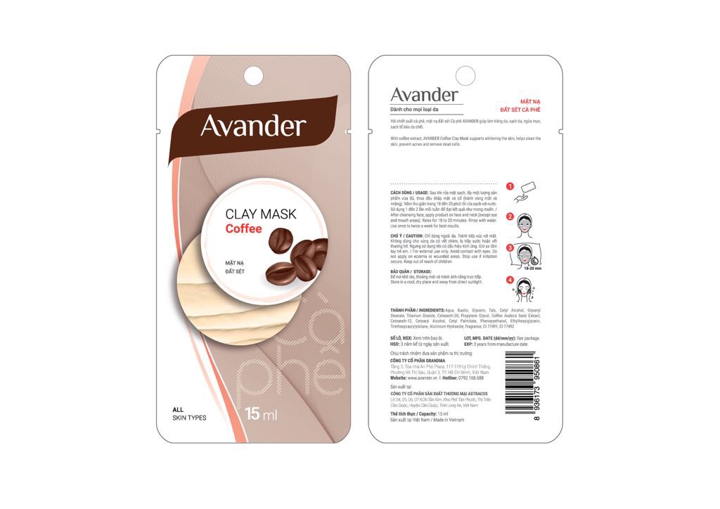 Mặt nạ đất sét cà phê Avander15ml