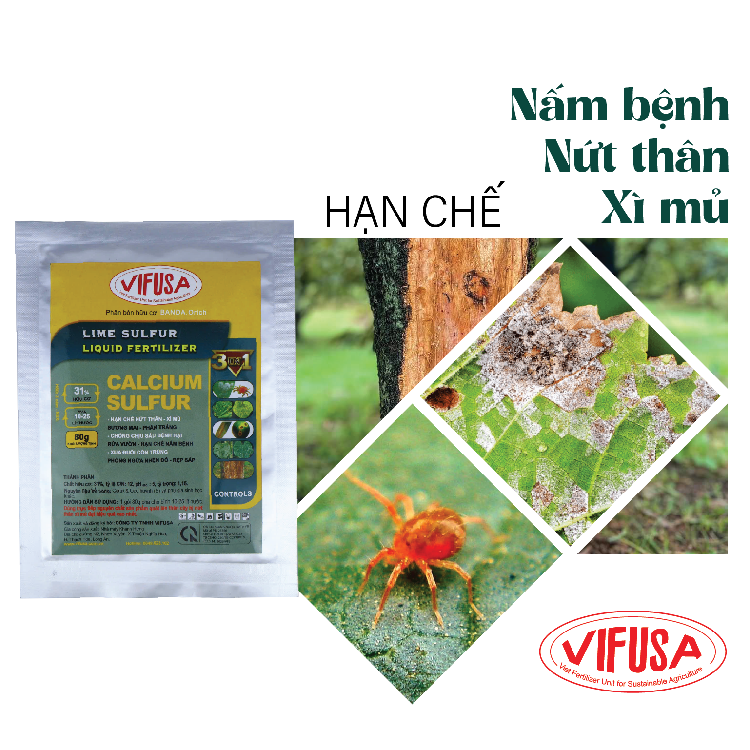 BANDA.Orich - Phân bón Calcium Sulfur (Canxi Lưu huỳnh) gói 80g