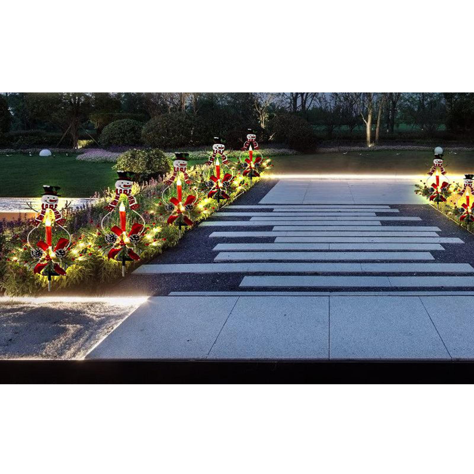 Solar Snowman Lamp Candle Ground Transparent Ornament for Walkway Sidewalk