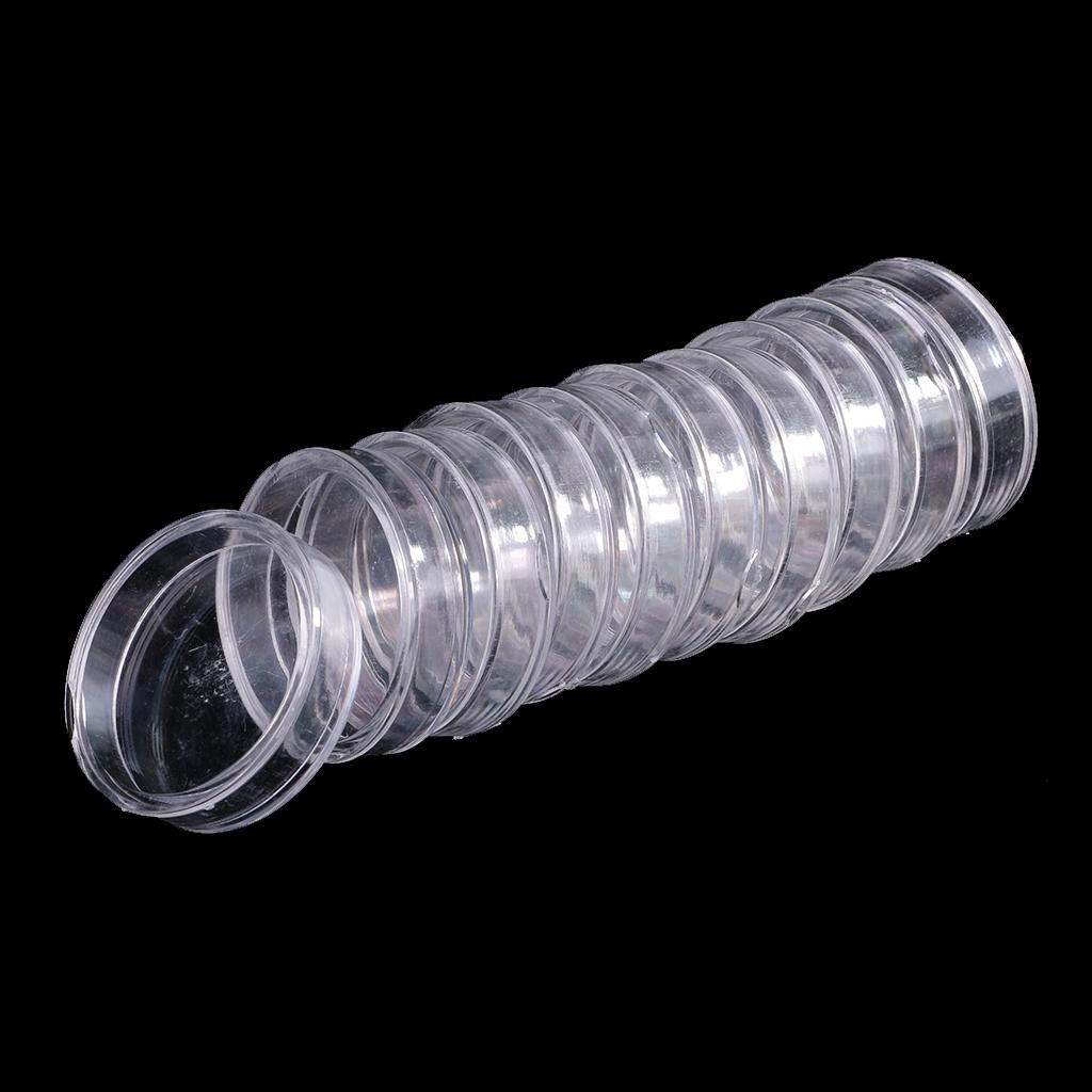 20pcs Clear Round Plastic Coin Capsules Container Storage Holder Case